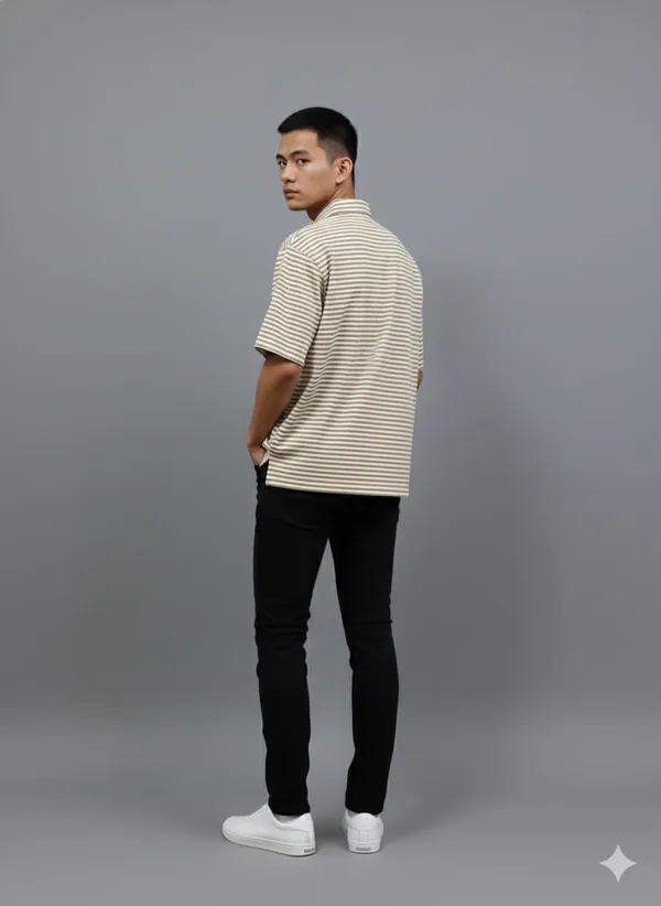 Cream_Brown_Cotton_Premium_&_Elegant_Strip_Polo_T-Shirt_For_Men