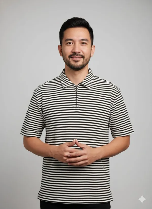 Black_Cotton_Premium_&_Elegant_Strip_Polo_T-Shirt_For_Men