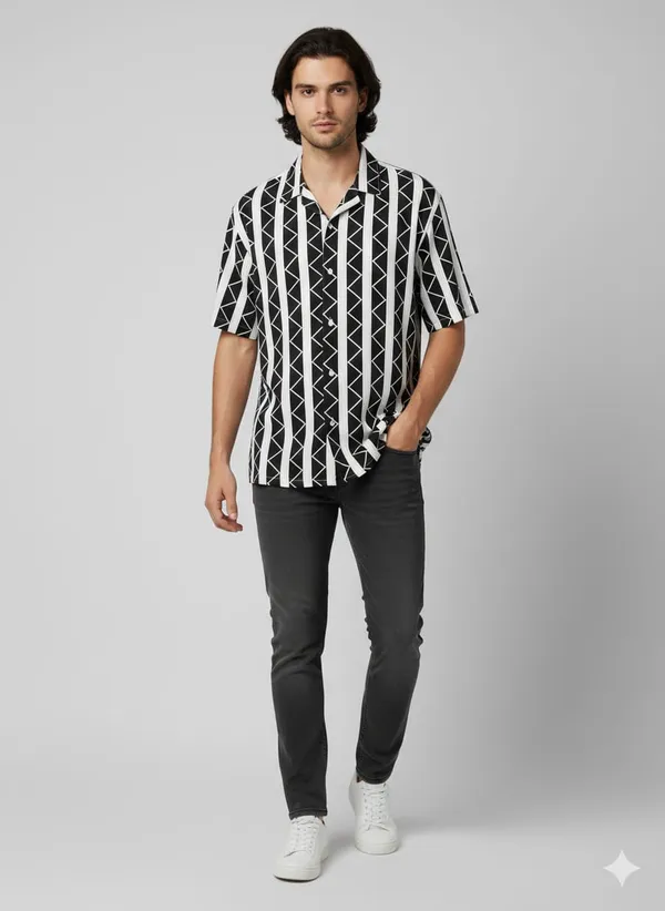 Black_Cotton_Premium_&_Elegant_Strip_Shirt_For_Men