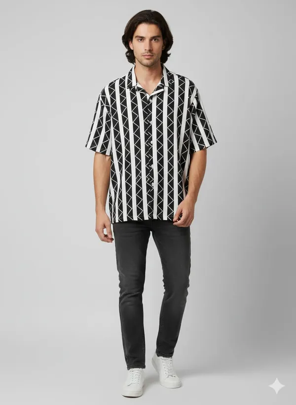 Black_Cotton_Premium_&_Elegant_Strip_Shirt_For_Men