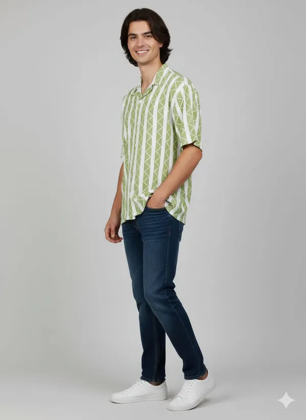 Green_Cotton_Premium_&_Elegant_Strip_Shirt_For_Men