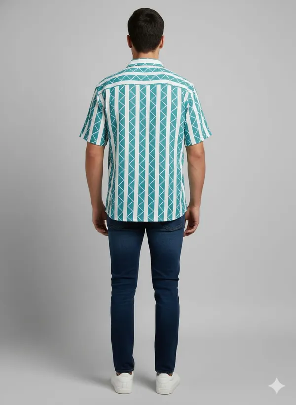 Sea_Green_Cotton_Premium_&_Elegant_Strip_Shirt_For_Men