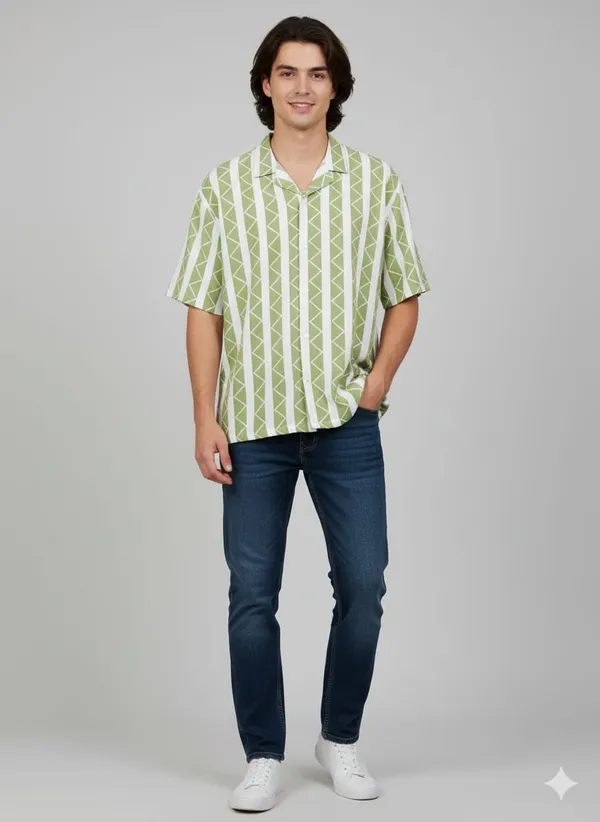 Green_Cotton_Premium_&_Elegant_Strip_Shirt_For_Men