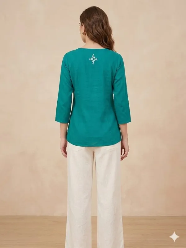 TEAL_CREPE_SHORT_KURTI
