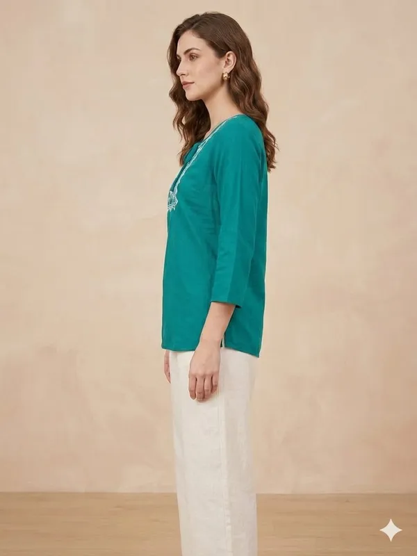 TEAL_CREPE_SHORT_KURTI