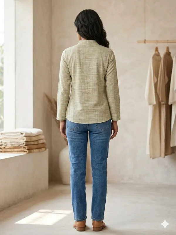 WOVEN_COTTON_PISTA_GREEN_SHORT_KURTA