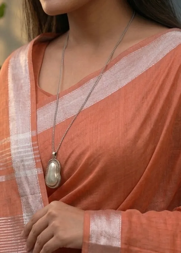 Bhagalpuri_Linen_Blend_Saree_For_Women_-_Peach