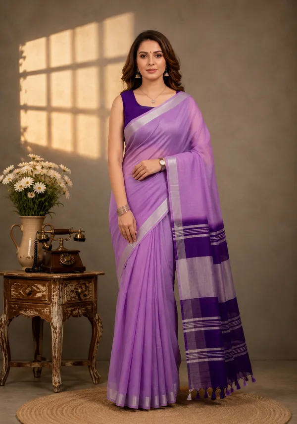 Dual_Shade_Bhagalpuri_Linen_Blend_Saree_For_Women_-_Lavender