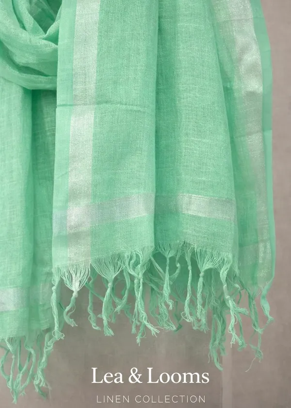 Linen_Blend_Dupatta_for_Women_-_Aqua_Green