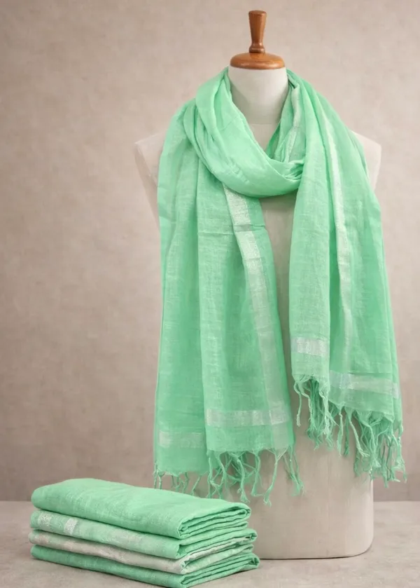 Linen_Blend_Dupatta_for_Women_-_Aqua_Green