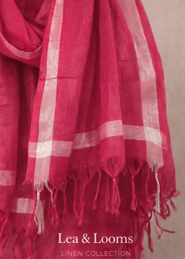Linen_Blend_Dupatta_for_Women_-_Hot_Pink