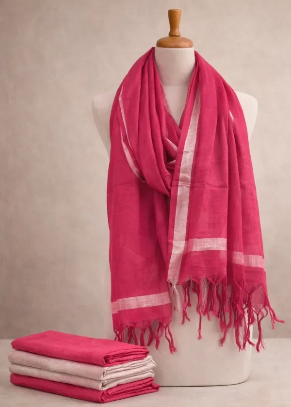 Linen_Blend_Dupatta_for_Women_-_Hot_Pink