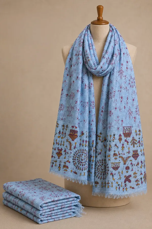Madhubani_Hand_Printed_Linen_Dupatta_for_Women_-_Sea_Blue