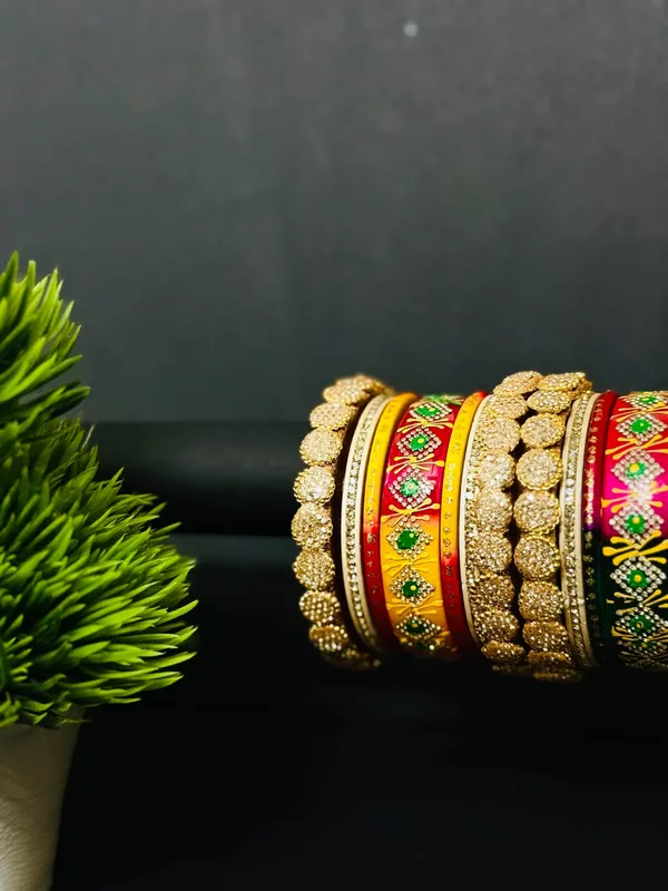 Traditional_Rajasthani_Handcrafted_Lac_Bangle_Set_-_Vibrant_Multicolor_Stone_Studded_Chura_for_Weddings_&_Festivals.