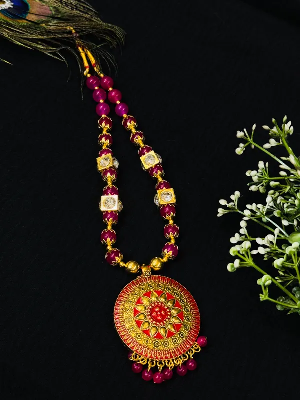 Pink_Traditional_Temple_Style_Beaded_Pendant_Necklace_|_Antique_Finish_Imitation_Jewellery