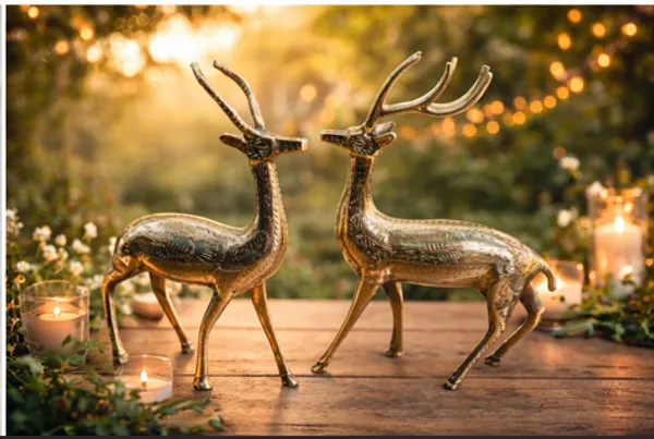 PURE_BRASS_COUPLE_DEER_SET
