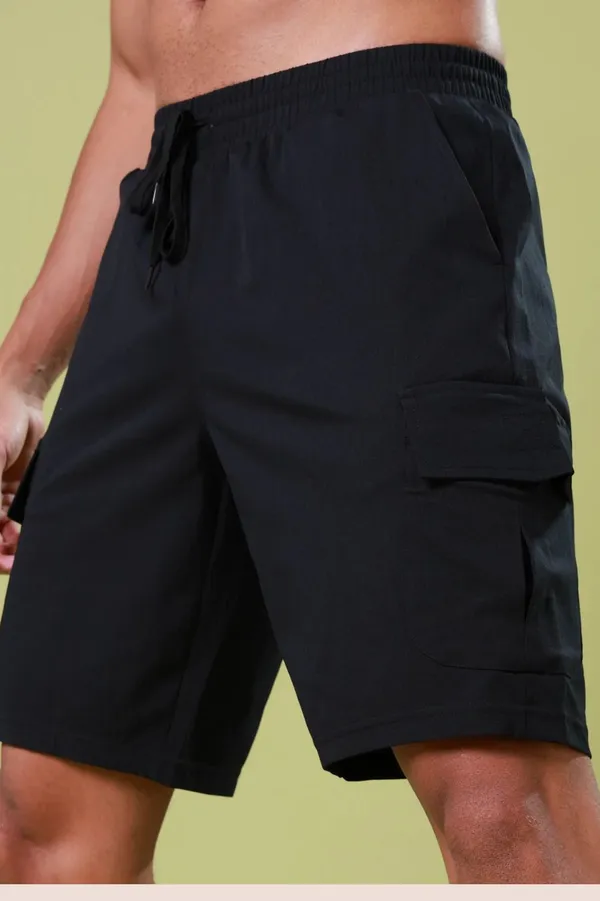 ZULX_Solid_Men_Black_Cargo_Shorts_()