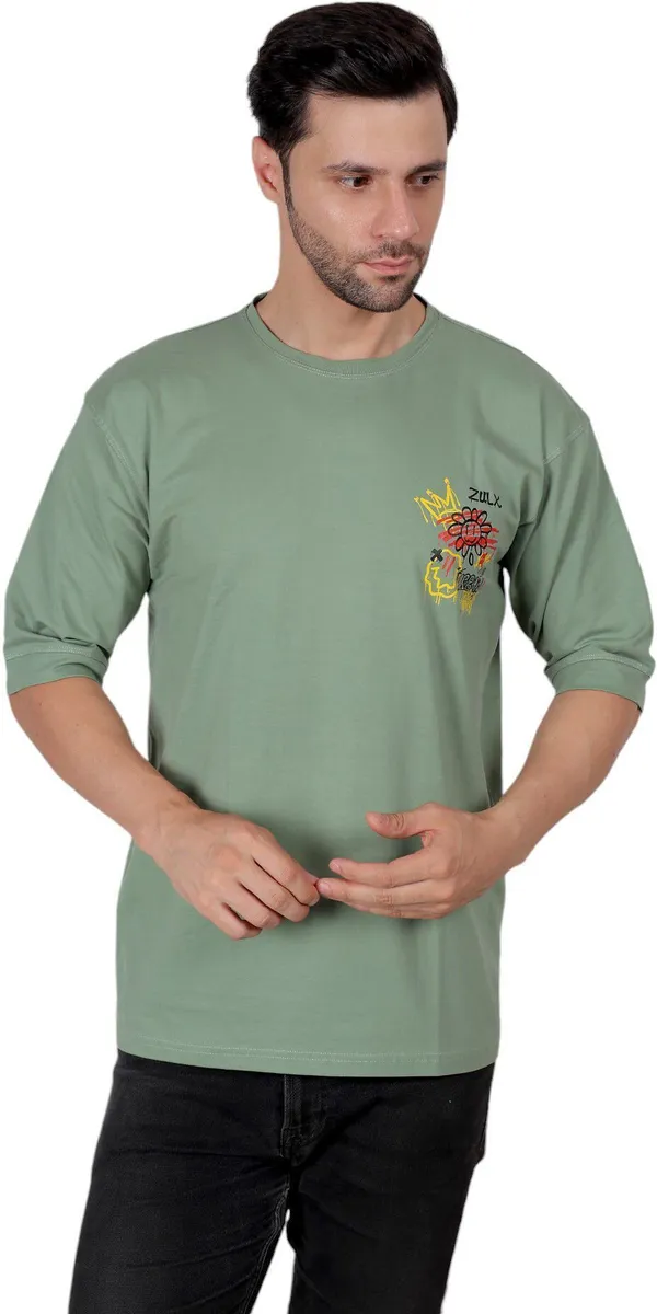 ZULX_Printed_Men_Round_Neck_Light_Green_T-Shirt_()