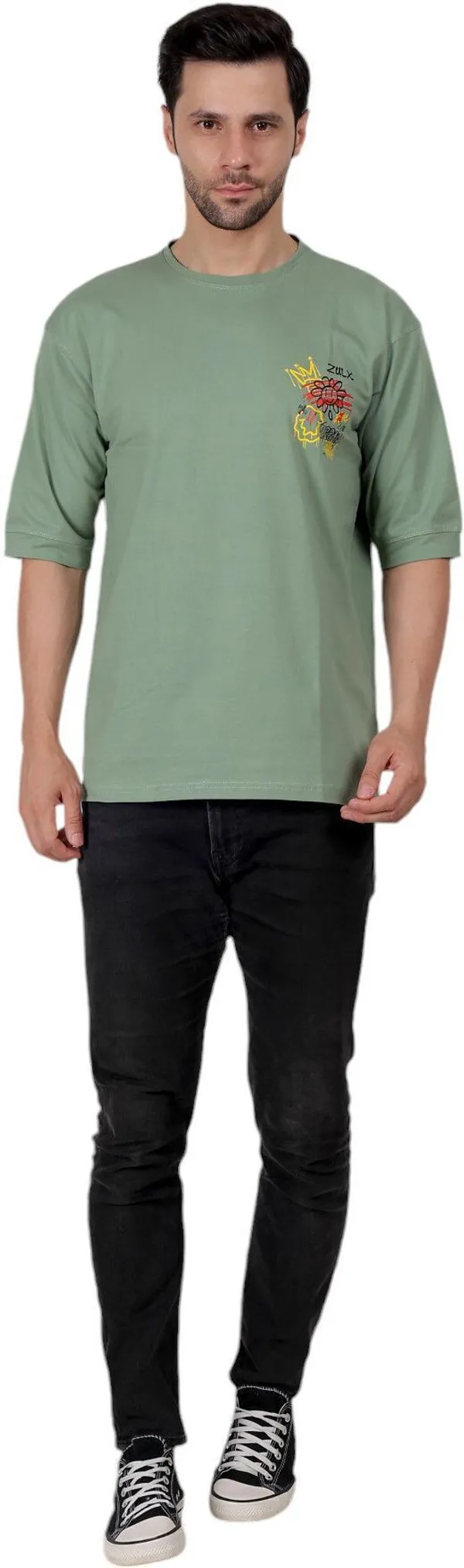 ZULX_Printed_Men_Round_Neck_Light_Green_T-Shirt_()