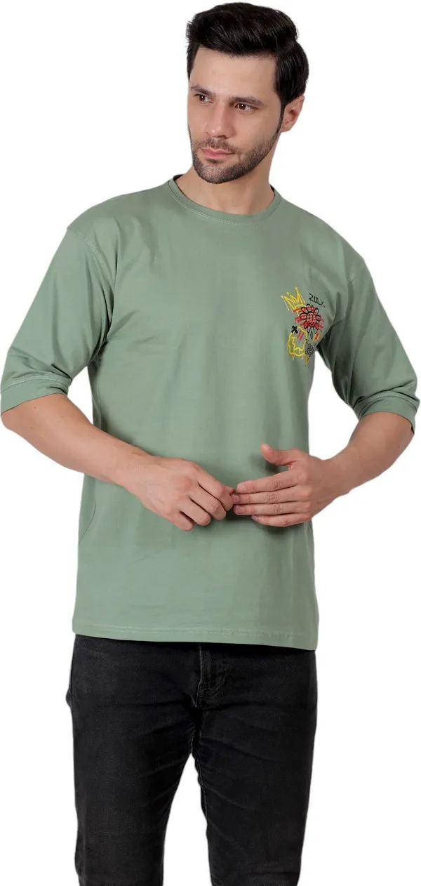 ZULX_Printed_Men_Round_Neck_Light_Green_T-Shirt_()