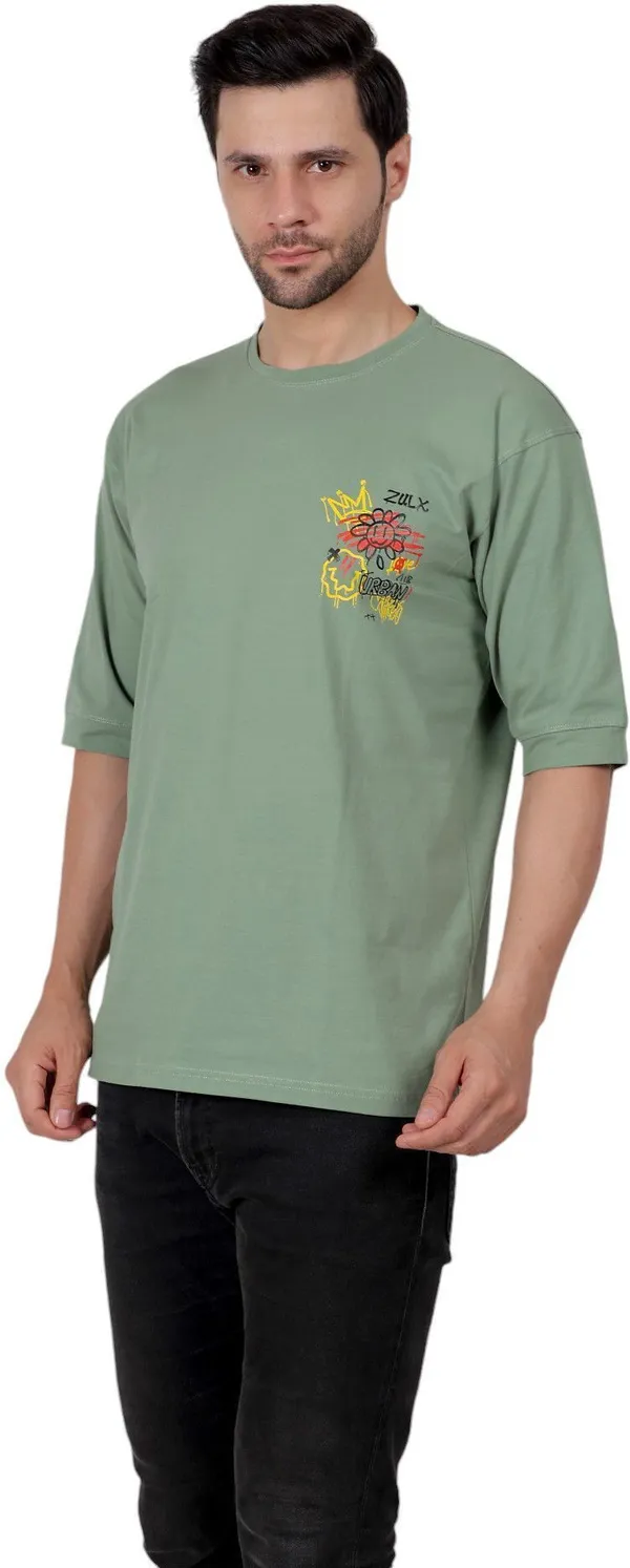 ZULX_Printed_Men_Round_Neck_Light_Green_T-Shirt_()