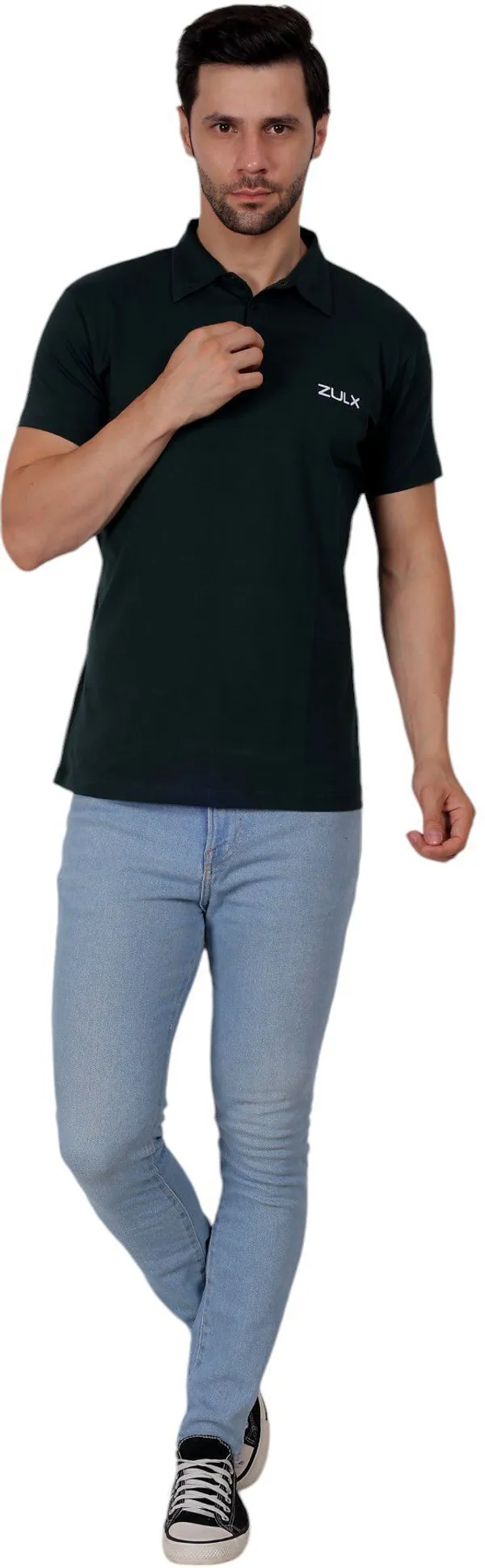 ZULX_Solid_Men_Polo_Neck_Green_T-Shirt_()