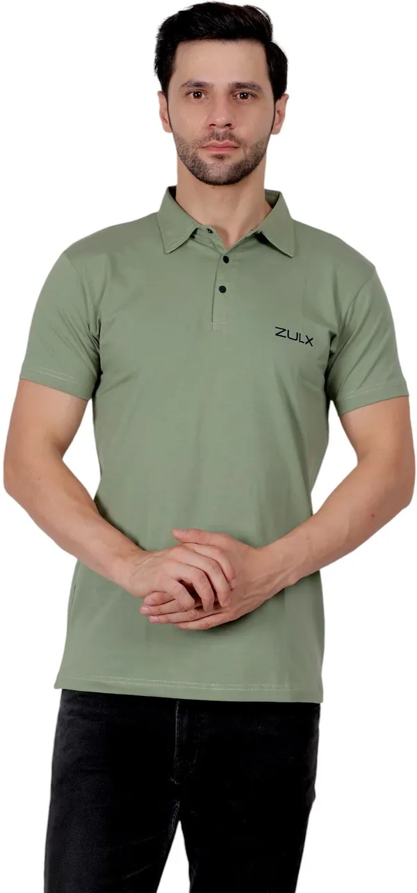 ZULX_Solid_Men_Polo_Neck_Green_T-Shirt_()