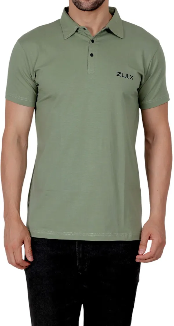 ZULX_Solid_Men_Polo_Neck_Green_T-Shirt_()