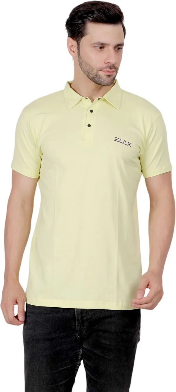 ZULX_Solid_Men_Polo_Neck_Yellow_T-Shirt_()