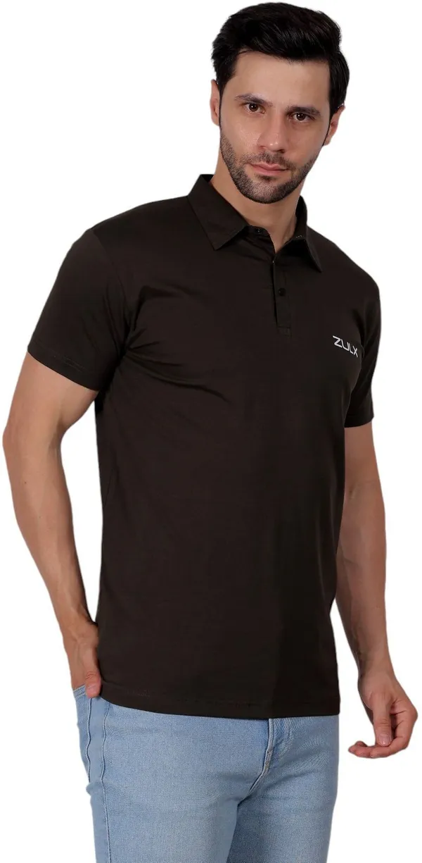 ZULX_Solid_Men_Polo_Neck_Brown_T-Shirt_()