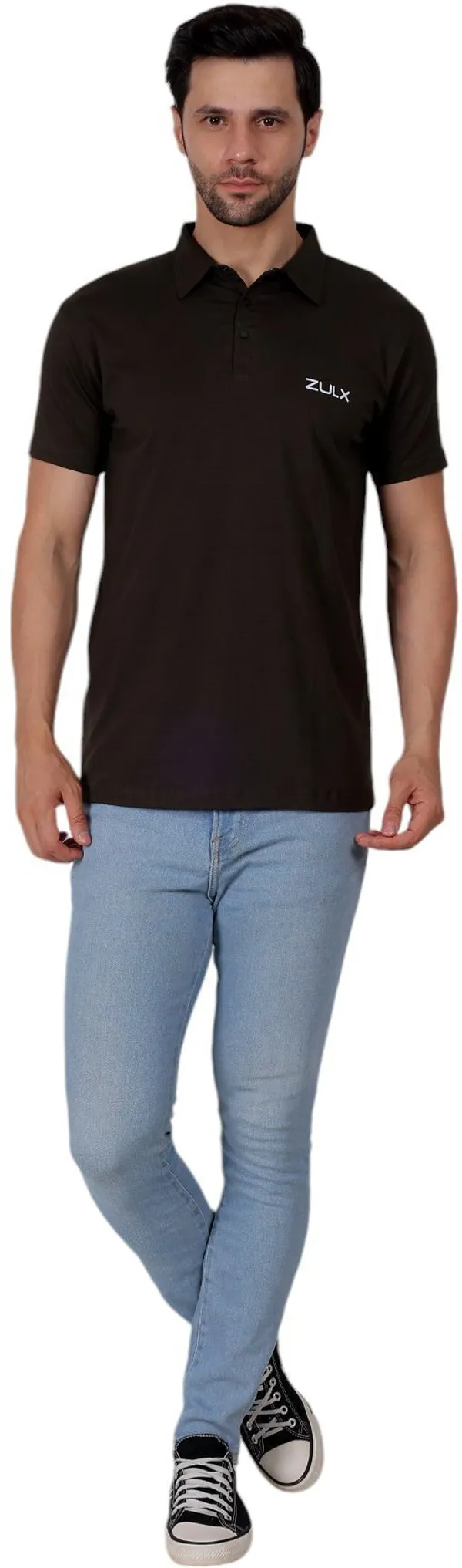 ZULX_Solid_Men_Polo_Neck_Brown_T-Shirt_()