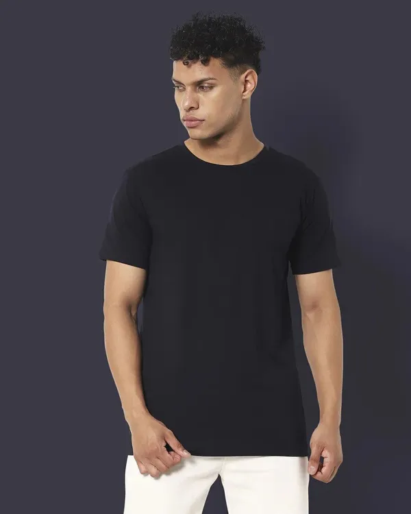 ZULX_Solid_Men_Round_Neck_Black_T-Shirt_()