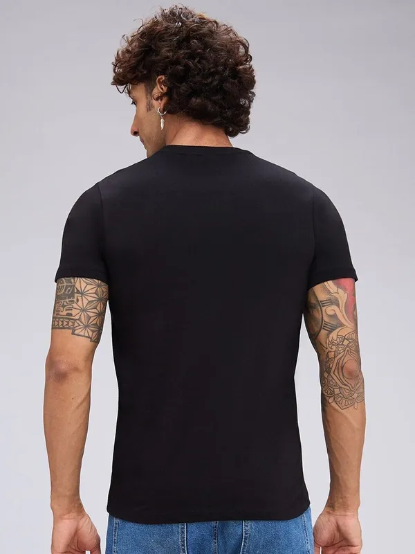 ZULX_Solid_Men_Round_Neck_Black_T-Shirt_()