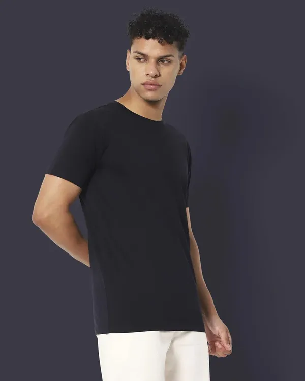 ZULX_Solid_Men_Round_Neck_Black_T-Shirt_()