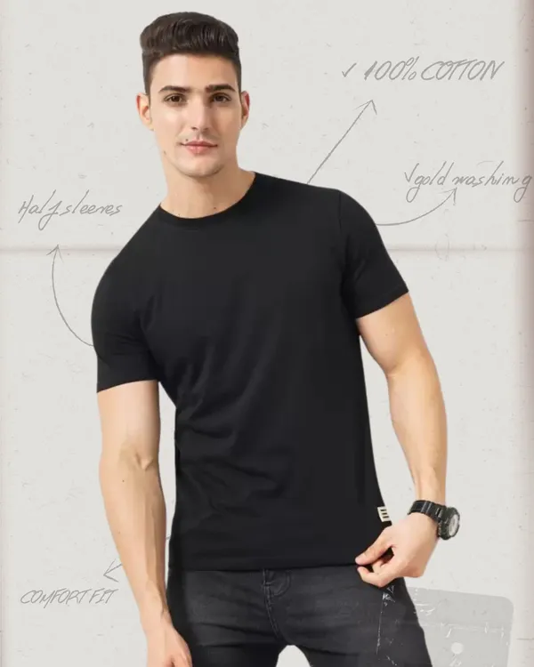 ZULX_Solid_Men_Round_Neck_Black_T-Shirt_()
