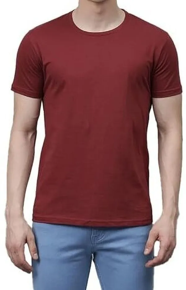 Maroon_Solid_Round_Neck_T-Shirt_For_Men