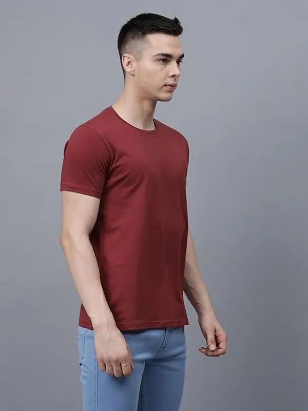 Maroon_Solid_Round_Neck_T-Shirt_For_Men