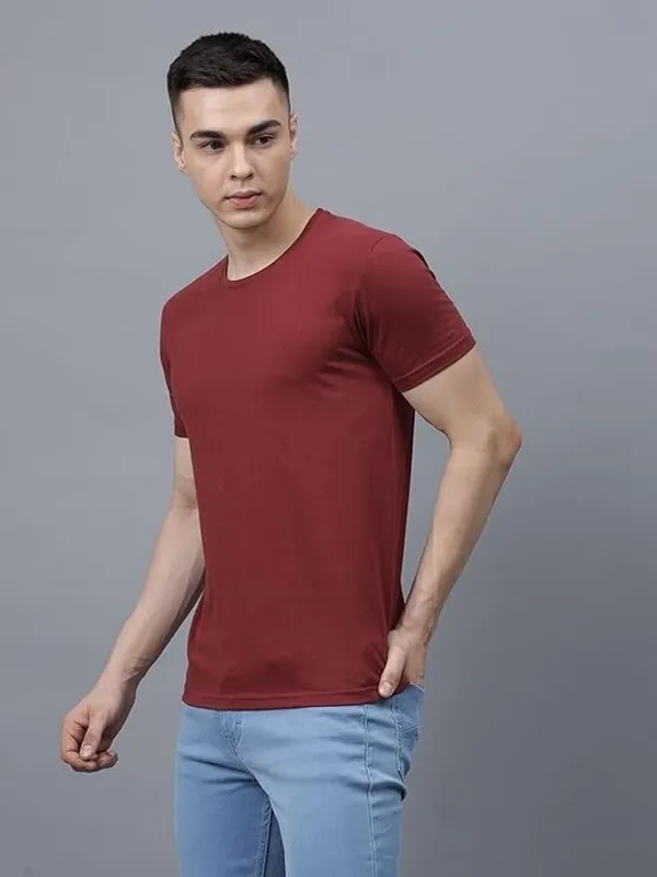 Maroon_Solid_Round_Neck_T-Shirt_For_Men