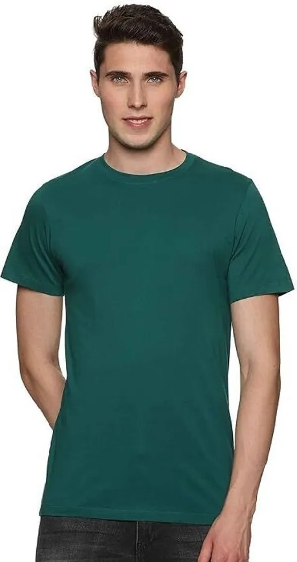 Green_Solid_Round_Neck_T-Shirt_For_Men
