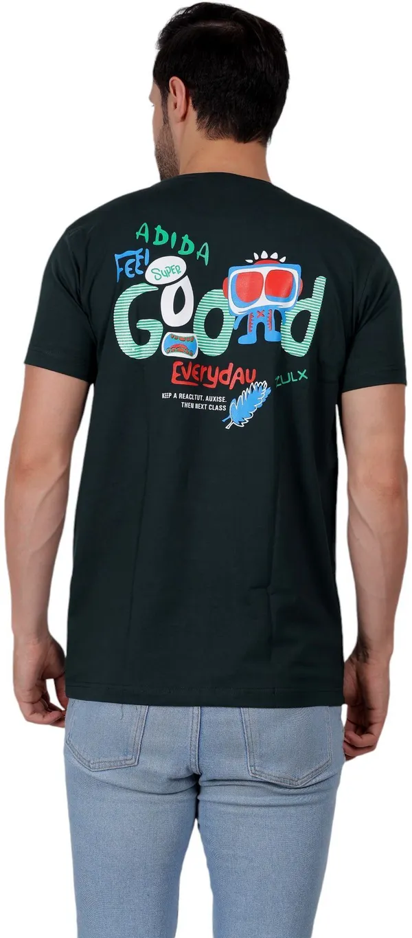Green_Graphic_Print_Round_Neck_T-Shirt_For_Men