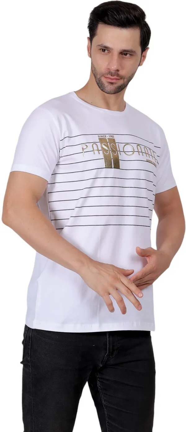 White_Printed_Round_Neck_T-Shirt_For_Men