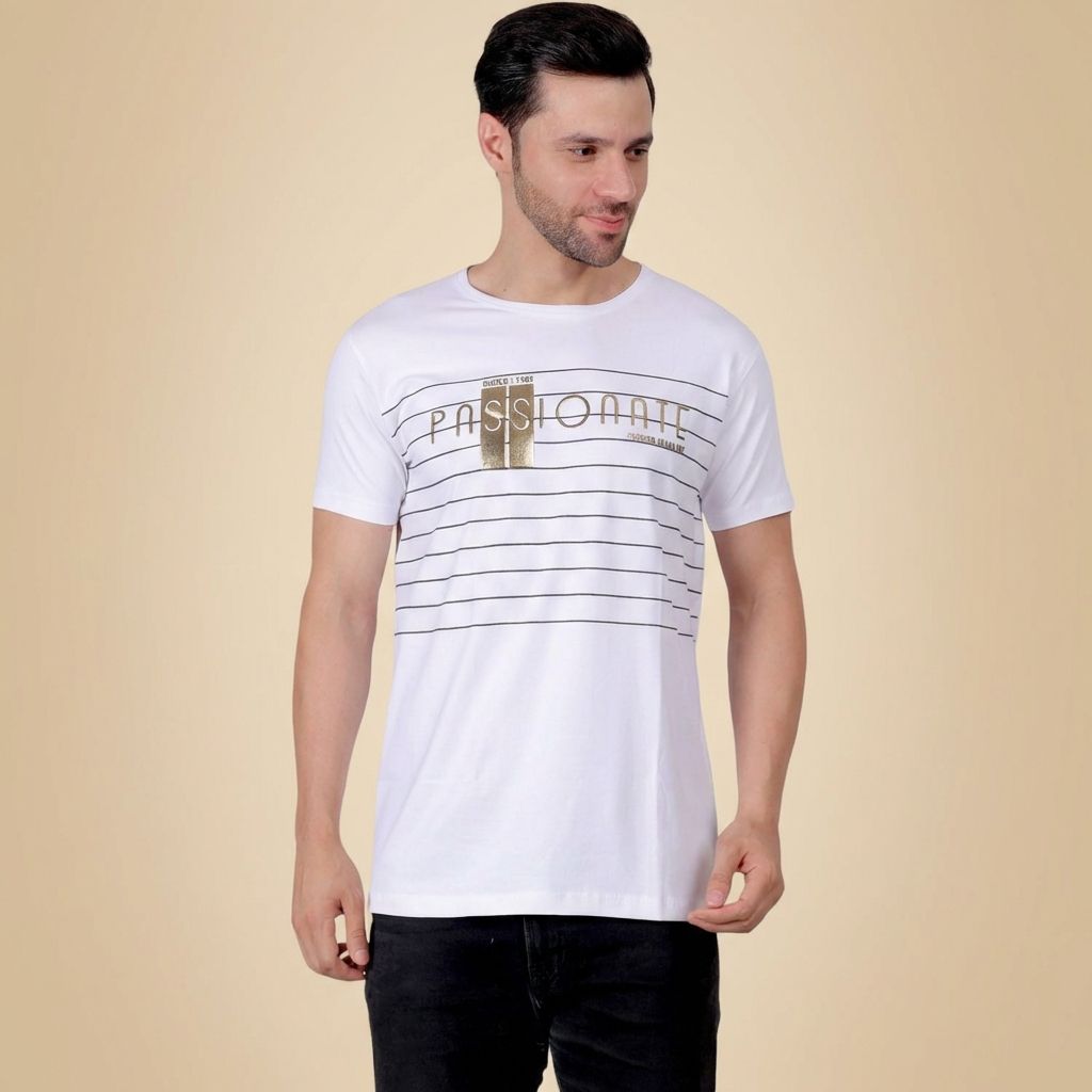 White_Printed_Round_Neck_T-Shirt_For_Men