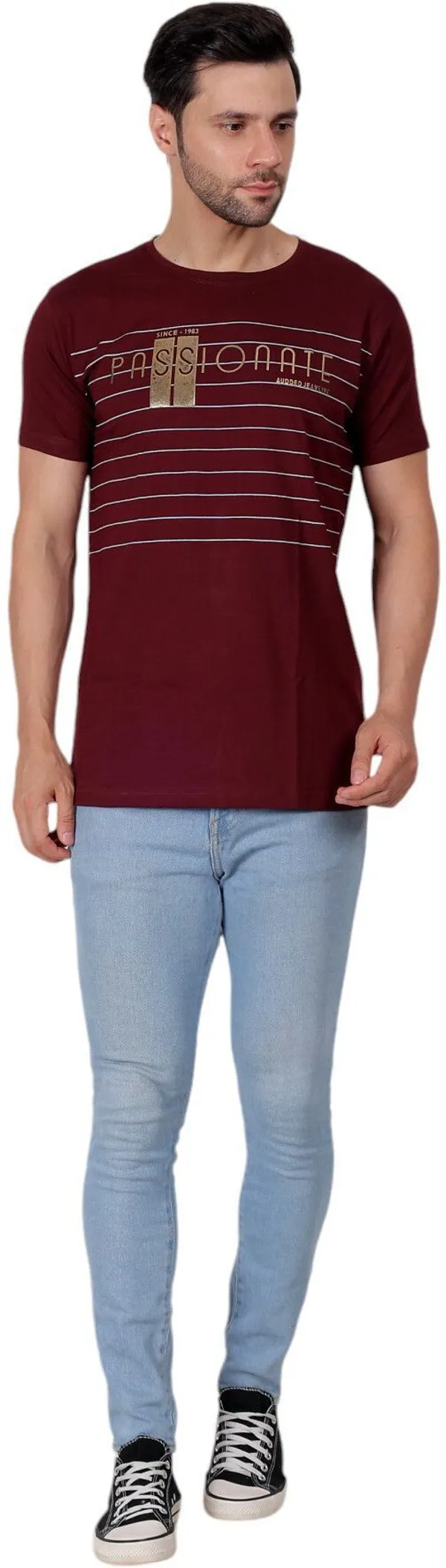 Maroon_Printed_Round_Neck_T-Shirt_For_Men