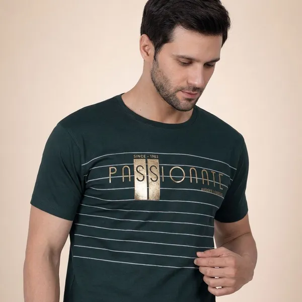 Dark_Green_Printed_Round_Neck_T-Shirt_For_Men