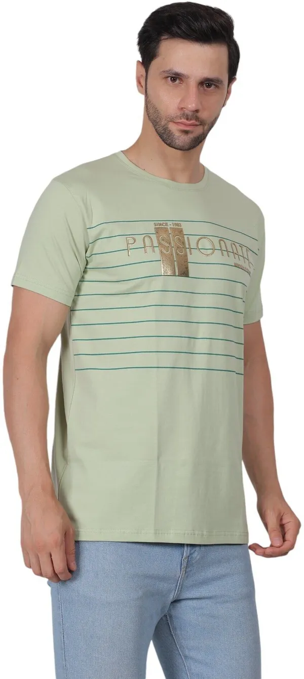 Green_Printed_Round_Neck_T-Shirt_For_Men