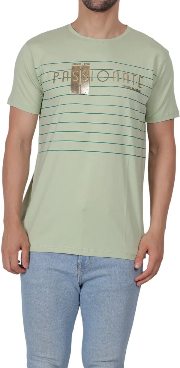 Green_Printed_Round_Neck_T-Shirt_For_Men