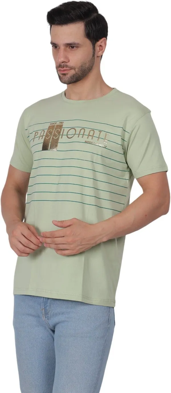 Green_Printed_Round_Neck_T-Shirt_For_Men