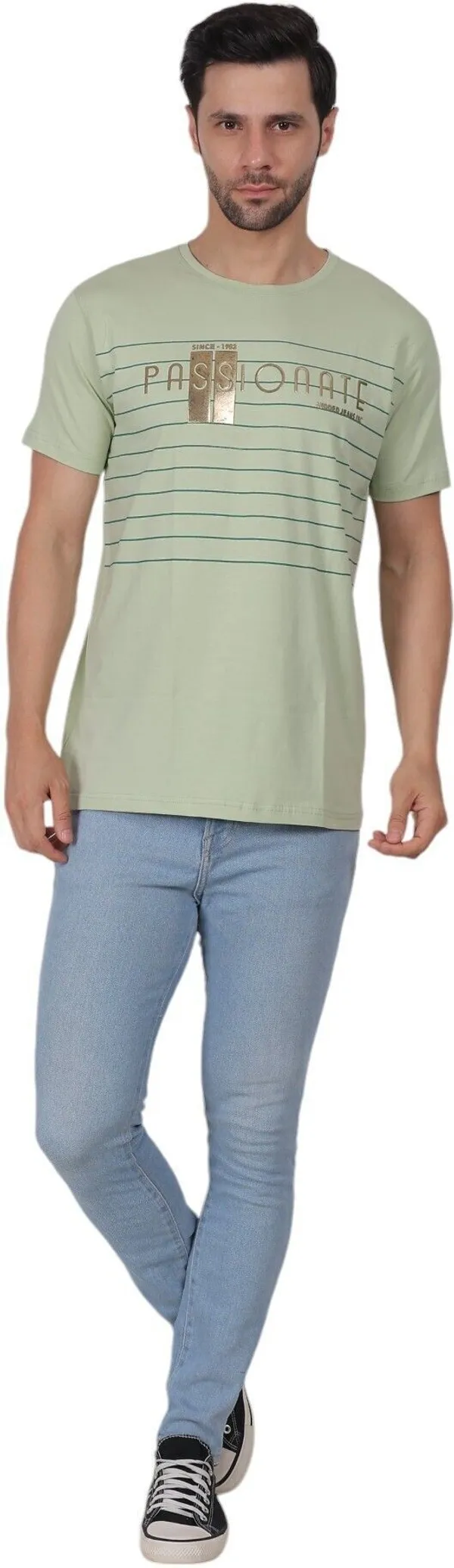 Green_Printed_Round_Neck_T-Shirt_For_Men