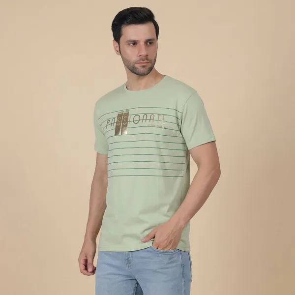 Green_Printed_Round_Neck_T-Shirt_For_Men