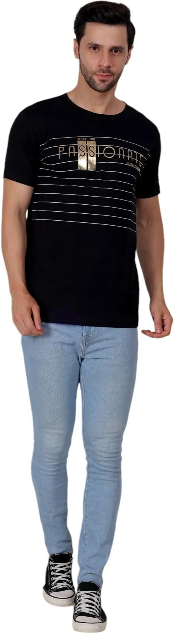 Black_Graphic_Print_Round_Neck_T-Shirt_For_Men